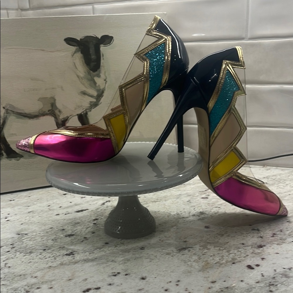 Aldo Pink and Yellow High Heeled Pumps